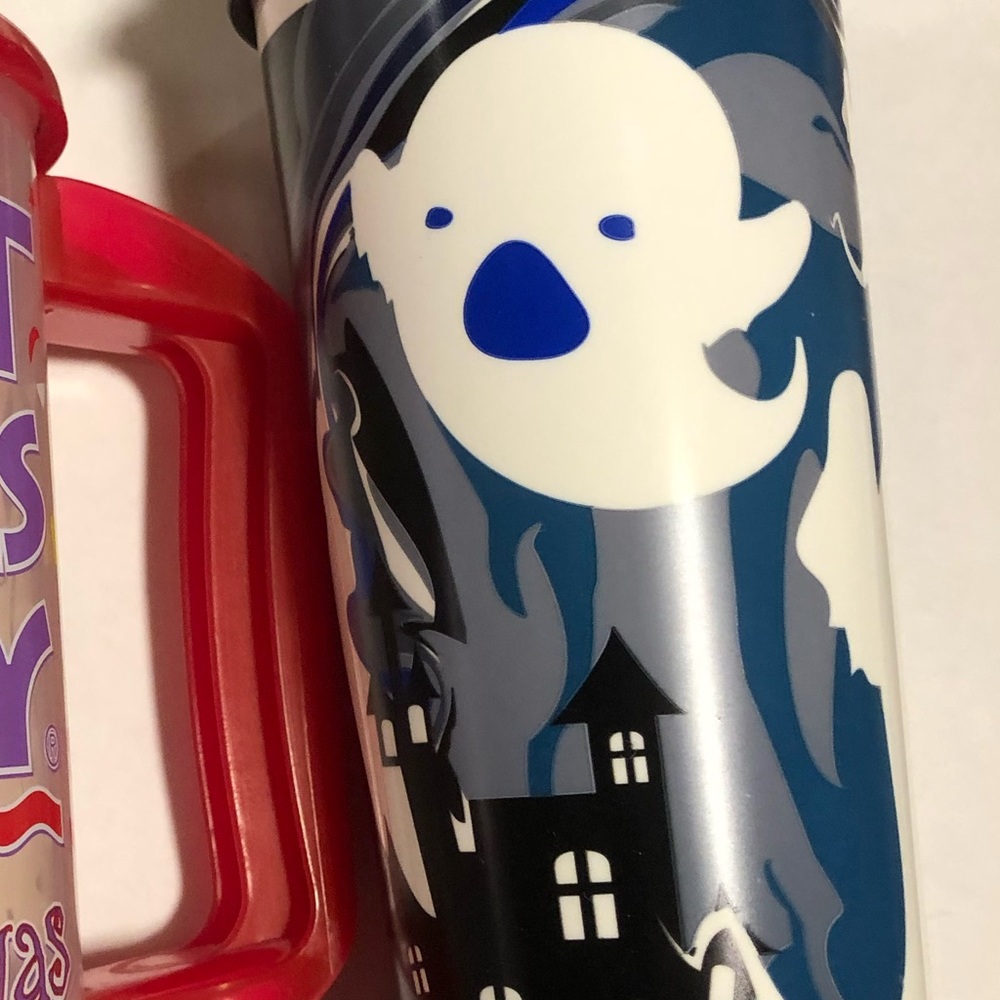 Tupperware Halloween Ghost Haunted House Tumbler Mug Cup Flip Top Lid
